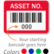 Asset Number Labels with Barcode (Pack of 100)